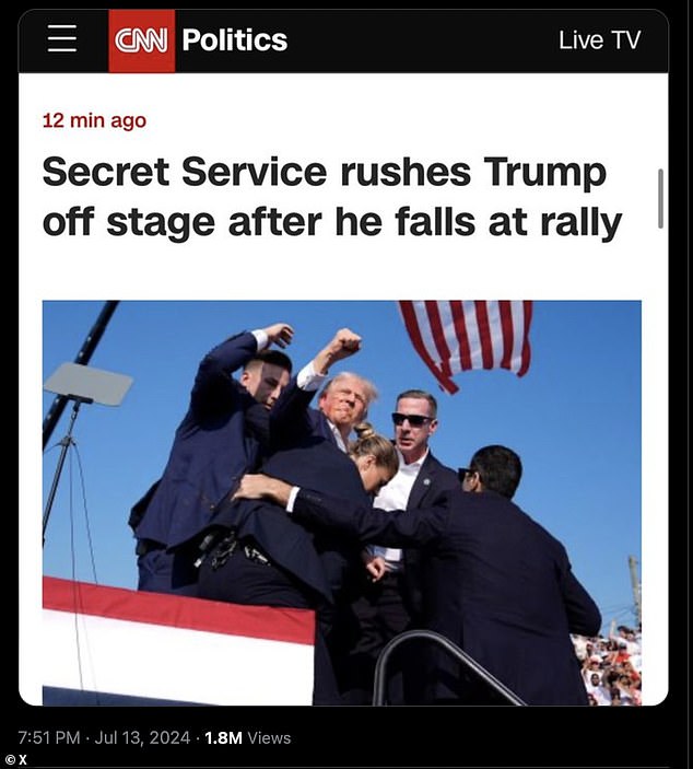 CNN also drew criticism for describing Trump as “falling” from the stage, without referring to the stage, without referring to the assassination attempt.