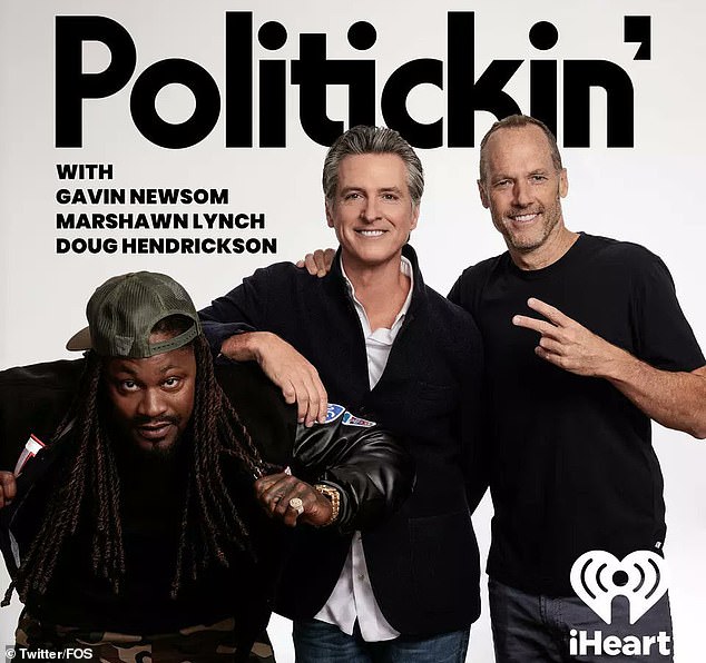 'Politickin' will star California Governor Gavin Newsom (center) and former Seahawks star Marshawn Lynch (left).