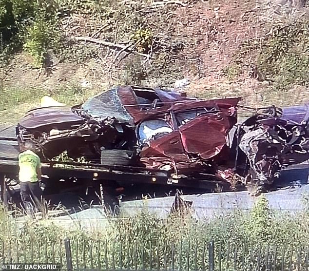 NFL star Khyree Jackson's wrecked car has been photographed for the first time since his death