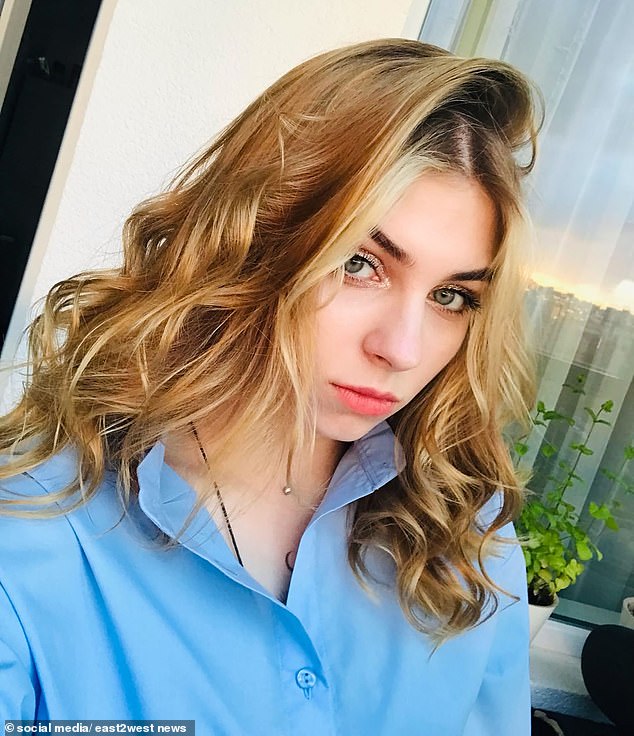 Ksenia Vodyanitskaya (pictured), 23, fell from the window of her 15th-floor apartment building she shared with her husband-to-be Konstantin, 24, in the Russian city of St. Petersburg.