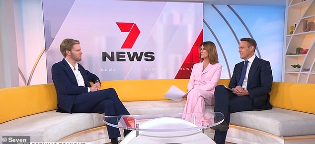 Comedian Mark Humphries (pictured left) appeared on Sunrise on Friday morning with Natalie Barr (pictured centre) and Matt Shirvington