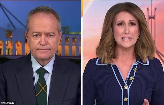 Sunrise presenter Nat Barr clashed with Government Services and NDIS Minister Bill Shorten in a heated exchange over the government's immigration 'failure' to release prisoners