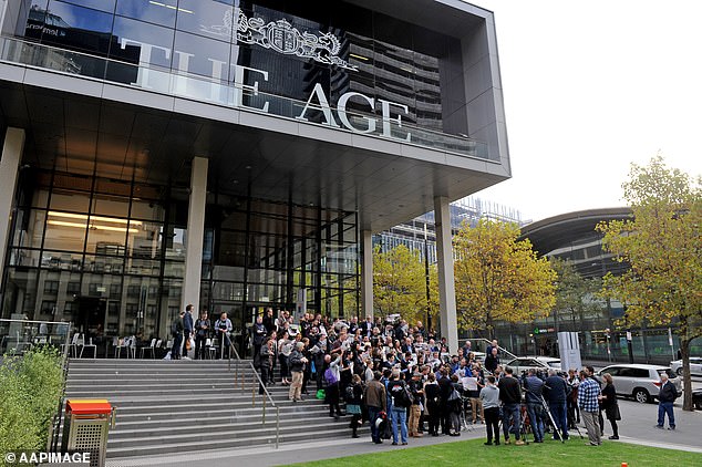 Nine journalists from Publishing, including staff from The Age (pictured during an earlier strike), could go on strike this Friday