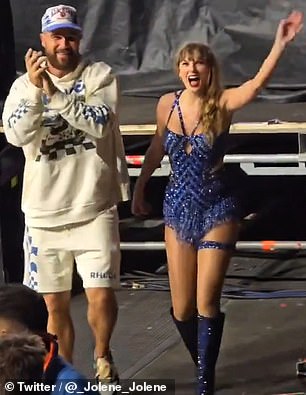 Kelce and Swift at one of the pop stars' 'Eras' Tour concerts in Europe this summer