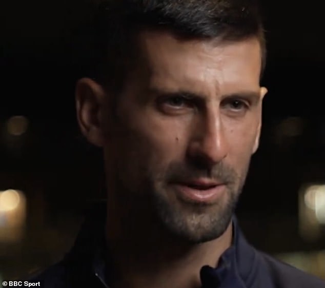 Novak Djokovic pictured shortly before walking out of a BBC interview on Monday