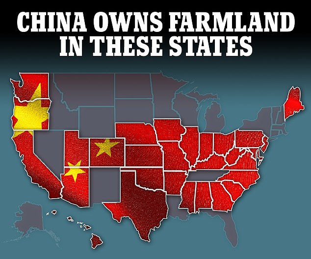 Chinese entities own agricultural land in 29 of the 50 US states, totaling 347,000 acres