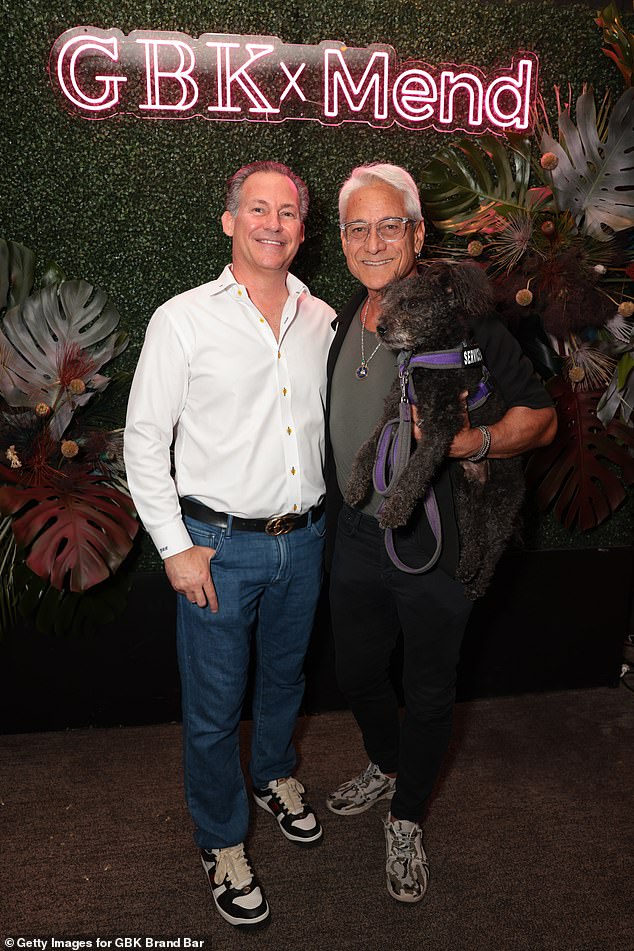 Greg Louganis made a rare appearance with his dog in Los Angeles on Thursday. The Olympic gold medalist was spotted in the GBK pre-ESPY gifting suite where Chuck Liddell, Baron Davis and Rodney Peete were seen. Pictured with Gavin Keilly, founder of GBK Brand Bar