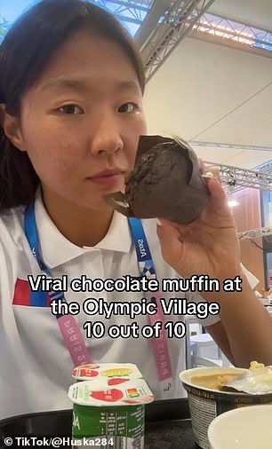 Soon other athletes staying at the Olympic Village also came to try the sweet snack and shared their own reviews, such as swimmer Enkhkhuslen Batbayar (pictured here)