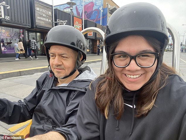 In June, around Father's Day, Albino posted a photo of them wearing helmets while Beatriz smiled broadly for the camera