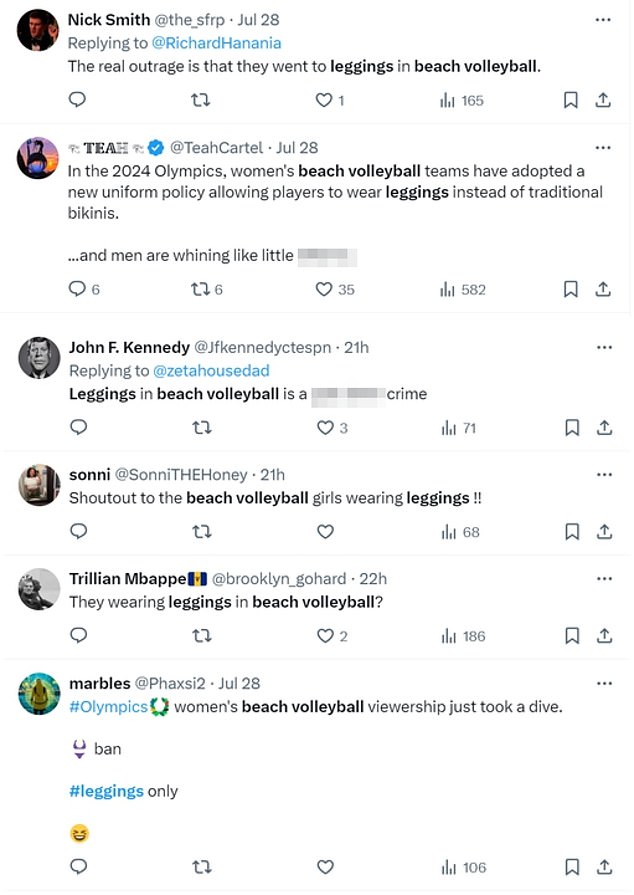 Angry Olympic fans took to social media to complain about the change to beach volleyball, while other viewers dismissed their complaints as sexist whining