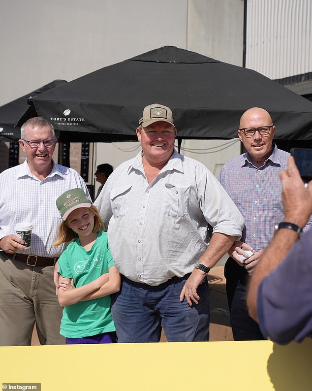 Mr Dutton was pictured with locals in Moree in September after spending $21,005 on a private jet flight