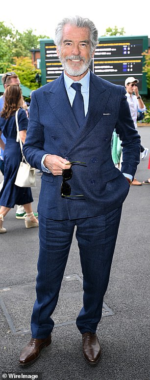 Pierce Brosnan and Andrew Garfield looked handsome as they led the stars of the All England Lawn Tennis and Croquet Club