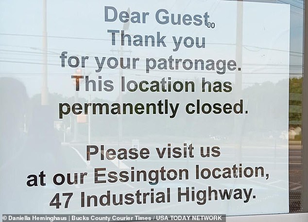 Denny's closing was announced with a sign on the front door