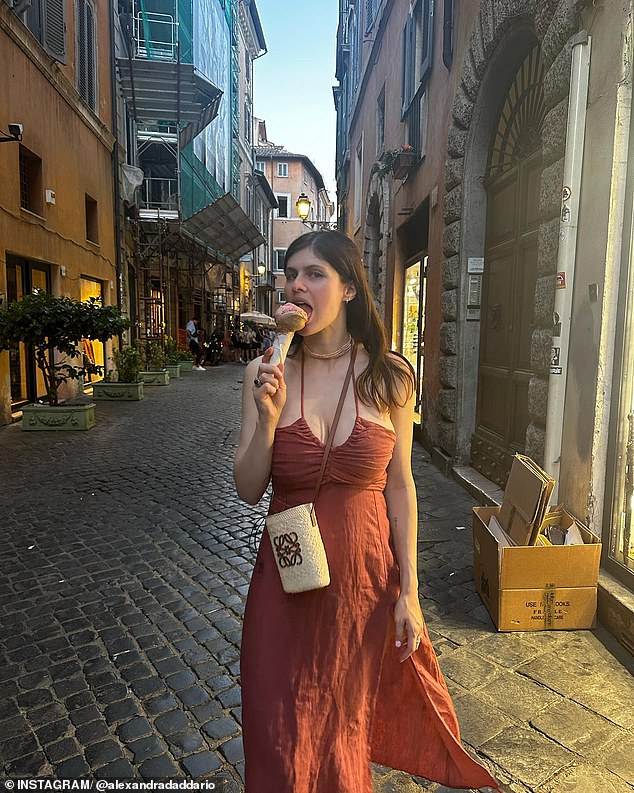 Alexandra Daddario appears to be enjoying her pregnancy and indulges in various types of gelato during her Italian getaway