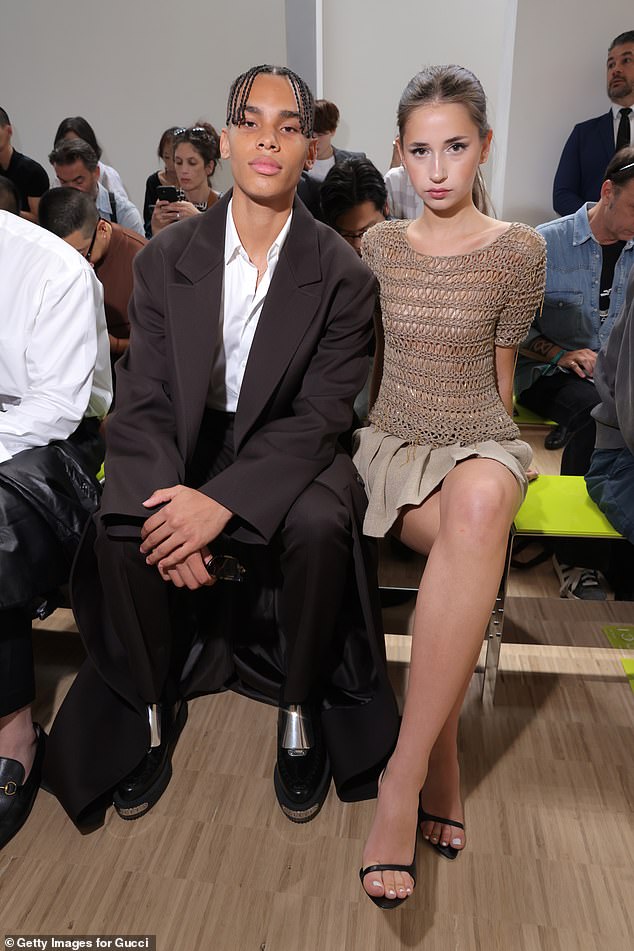 Alexandre Grimaldi and Savannah Hennessy are seen front row at the Gucci Men's Spring Summer 2025 Fashion Show last month