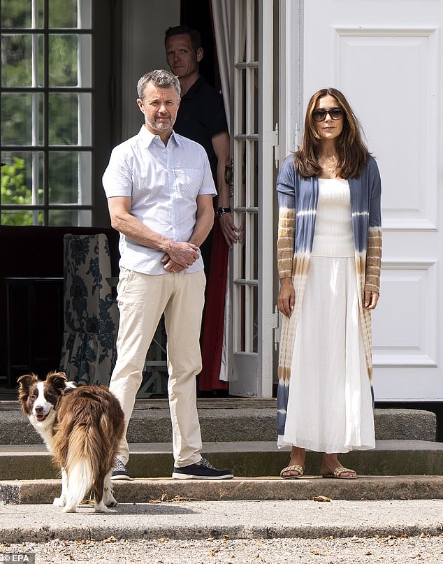 The royal couple were not in their usual lavish attire and were photographed in casual clothes, enjoying the sunny weather in Graasten, together with their dog, Grace