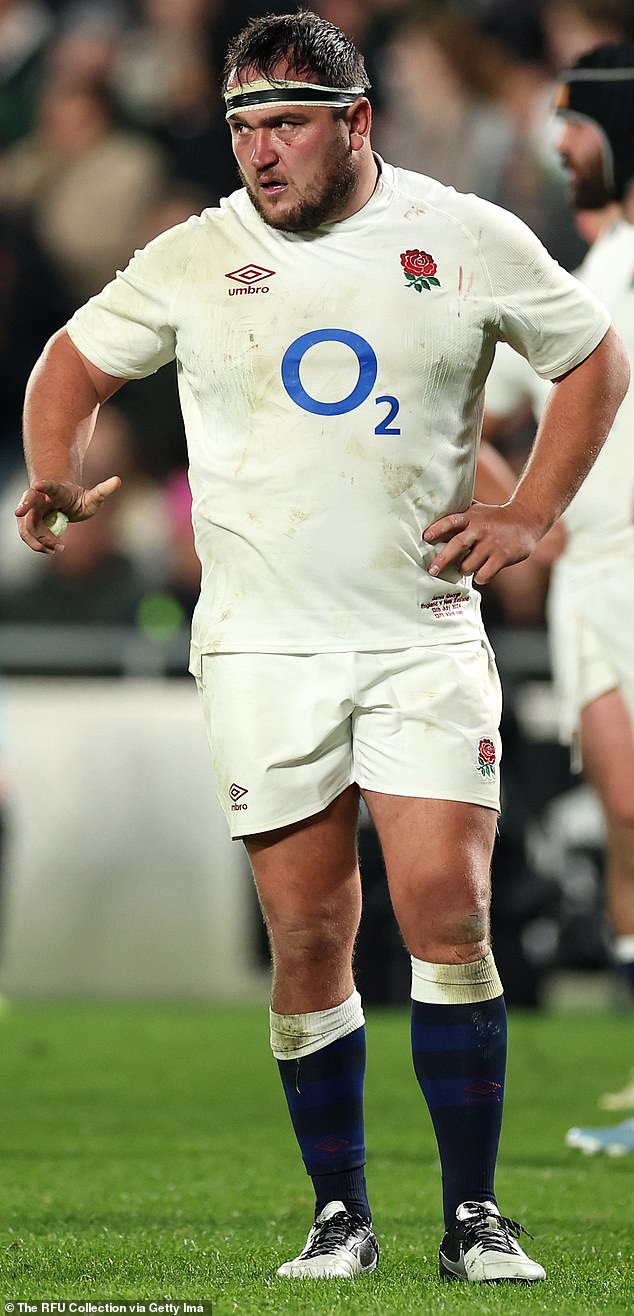 The commotion began when England captain Jamie George (pictured) was injured at Eden Park in Auckland on July 13 and was treated on the field by a female physiotherapist