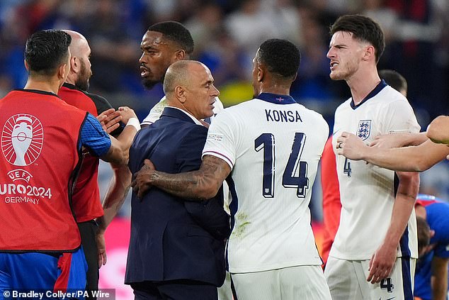 Slovakia boss Francesco Calzona has given his account of his post-match clash with Declan Rice on Sunday