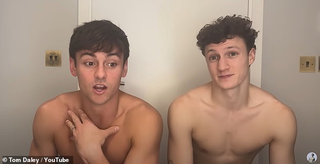 Tom Daley (left) has revealed the X-rated 21st birthday present he gave to his Olympic diving partner Noah Williams (right)