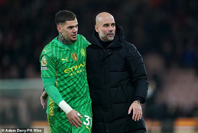 Ederson (left) has been linked with a £50m move from Manchester City to the Saudi Pro League