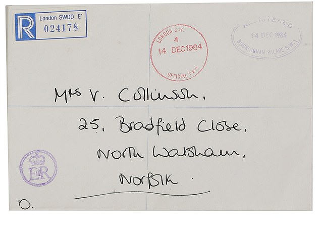 In her letter dated December 13, 1984, Diana thanks 'Collie' for the Christmas presents she gave her sons William and Harry