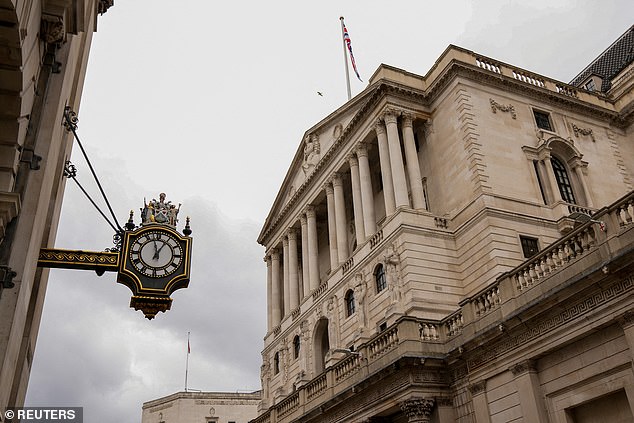 Some 320,000 people may have been pushed into poverty by interest rates between December 2021 - when the BoE (pictured) raised rates - and December 2023