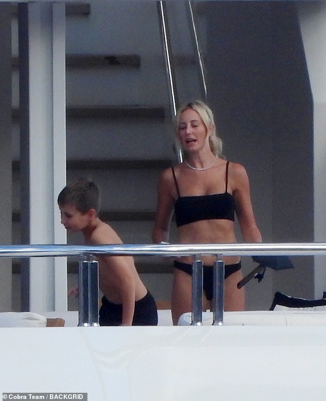 Roxy Jacenko was spotted aboard a luxury yacht in Portofino this past weekend with her husband Oliver Curtis and children, Pixie and Hunter