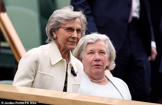 July 3, 2024 -- The Duchess of Gloucester in the Royal Box at the All England Club last week