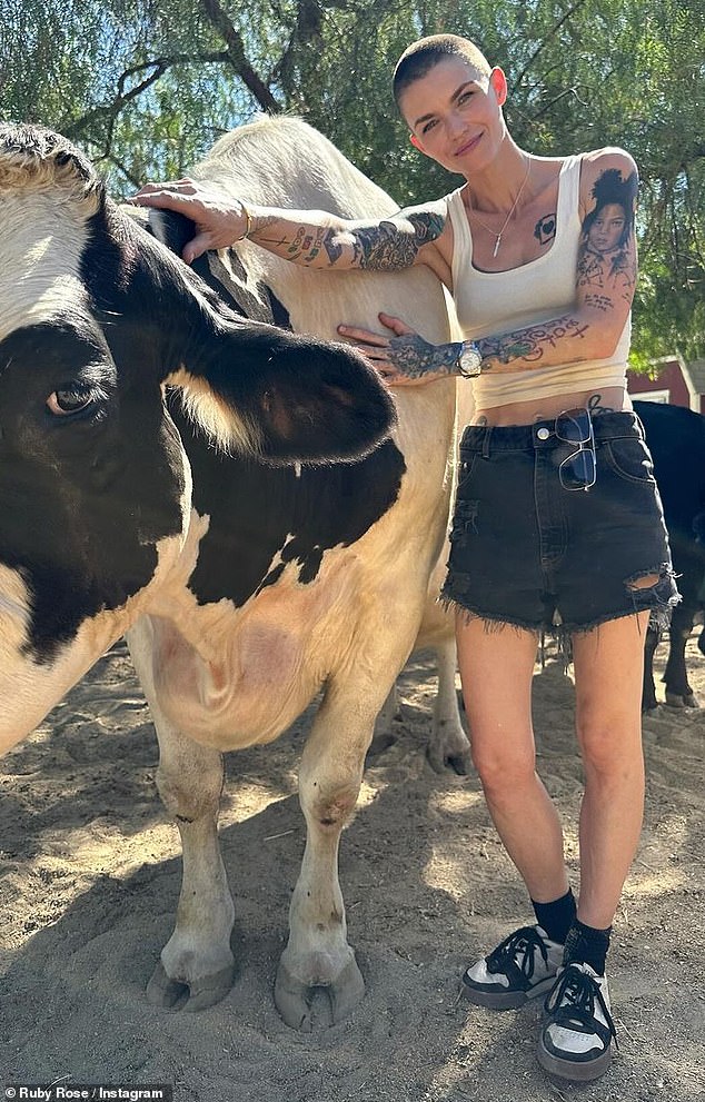 Ruby Rose shaved off her cropped hair and revealed her new look when she visited an animal shelter this week