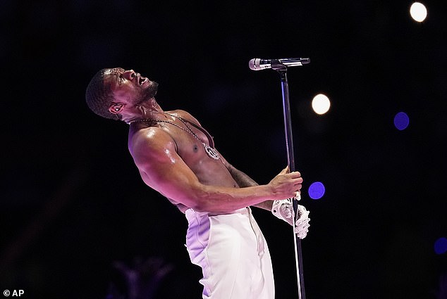 Usher performed during the halftime show of the NFL Super Bowl LVIII in Las Vegas in February