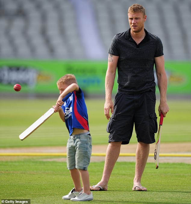 Rocky (left) follows in the footsteps of his famous father, England Ashes hero Andrew (right)