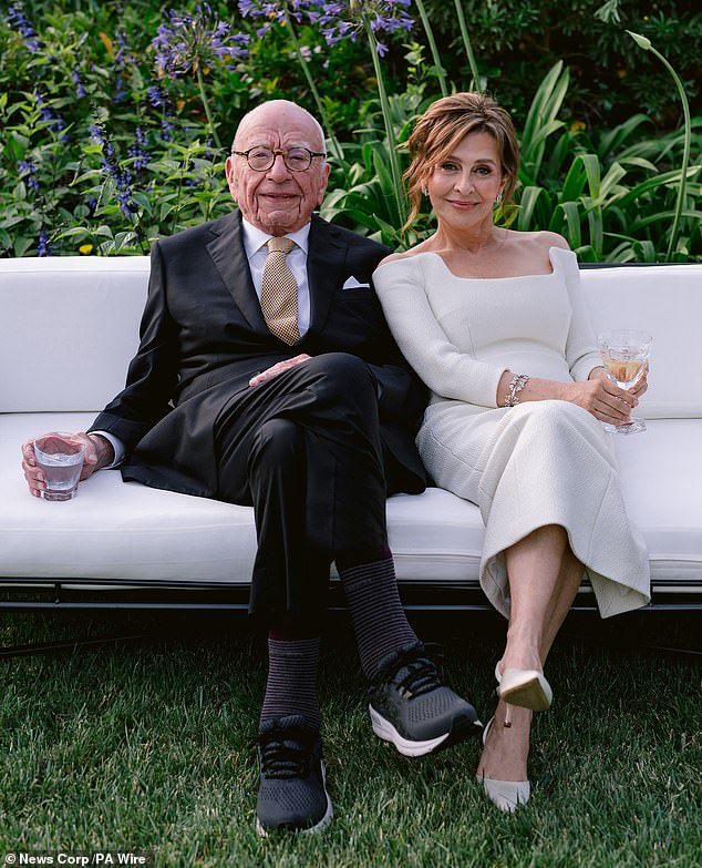 Rupert Murdoch, 93, with his new wife Elena Zhukova, 67, a retired Russian biologist. The couple married in June