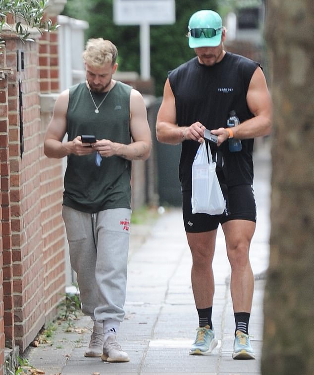 When Thompson turned up on Sunday, he was checking his phone as he went to brunch with Libbey, a former Made In Chelsea colleague