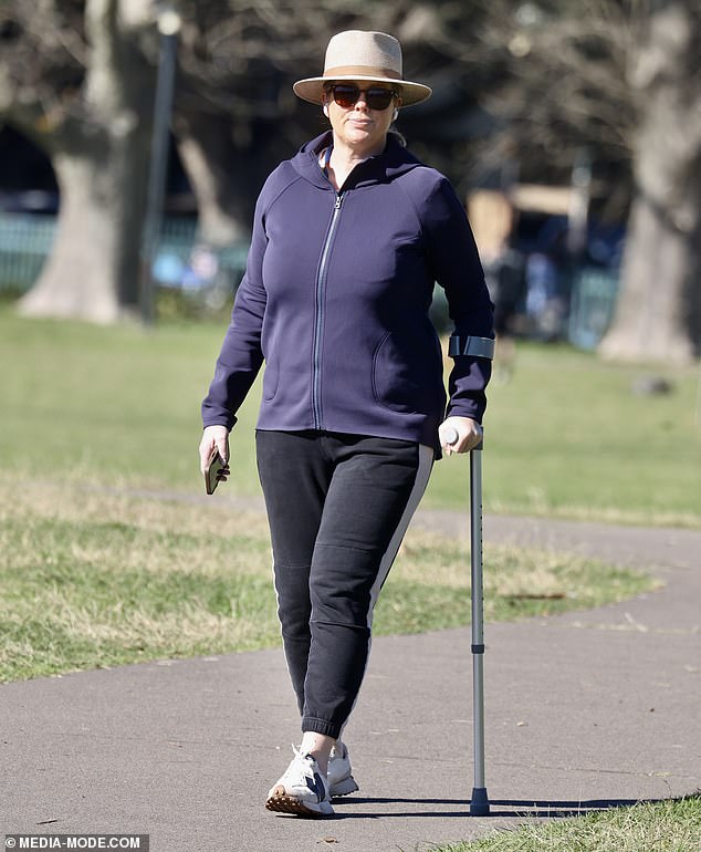 Samantha Armytage has been seen in public for the first time since undergoing hip surgery