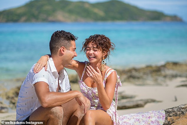 Wells Adams, 40, celebrated the fifth anniversary of his engagement to actress Sarah Hyland, 33, on Sunday with a celebratory post on his Instagram account