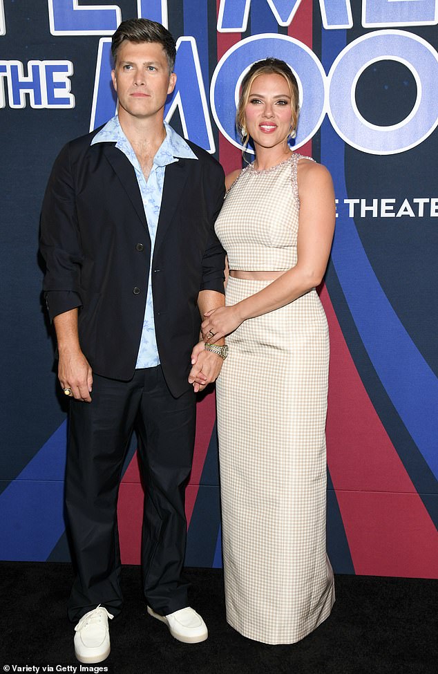 With her husband Colin Jost at the Fly Me To The Moon premiere in New York on July 8