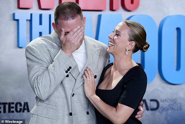 Scarlett Johansson left Channing Tatum in hysterics as they attended the Spanish premiere of their new film Fly Me To The Moon