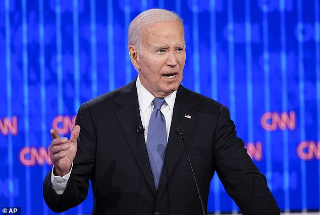 Biden speaks during a presidential debate with Republican presidential candidate former President Donald Trump, Thursday, June 27, 2024