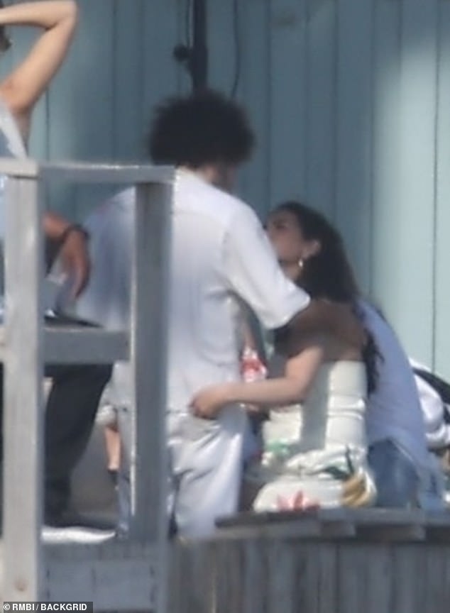 Selena Gomez, 31, was spotted clinging to her boyfriend Benny Blanco, 36, at their sunny Fourth of July party in Malibu