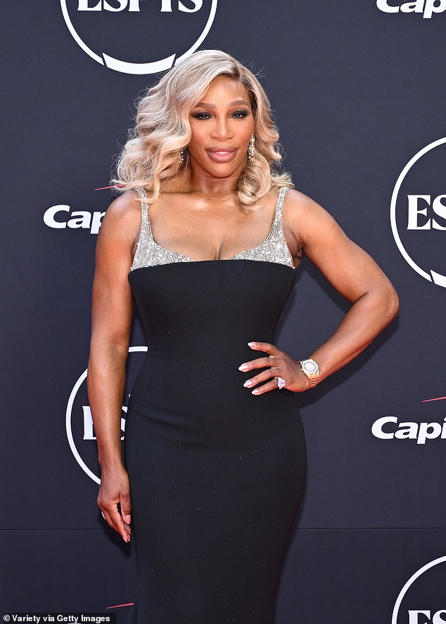 Serena Williams took time to pose with her family on the red carpet before hosting the 2024 ESPY Awards.