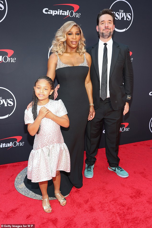 Serena Williams' husband Alexis Ohanian, 41, has been diagnosed with Lyme disease in what came as a bit of a shock to him. Pictured at the ESPYs on July 11 with daughter Olympia, six