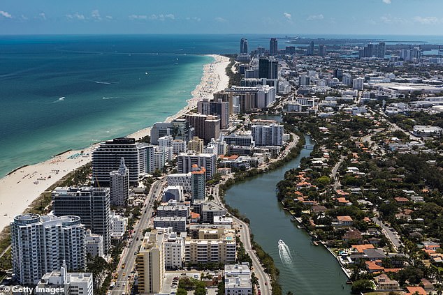 Homeowners in Texas, Florida and Tennessee have become reluctant to sell their properties because they have low mortgage rates and do not want to borrow at the current, much higher rates. Pictured, South Beach, Miami, Florida