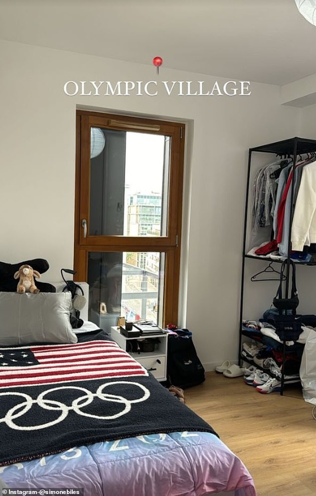 Simone Biles gave a glimpse of her room in the Olympic Village in Paris ahead of the Games