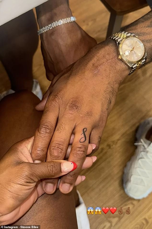 Simone Biles' husband Jonathan Owens appeared to get a new tattoo in honor of his wife