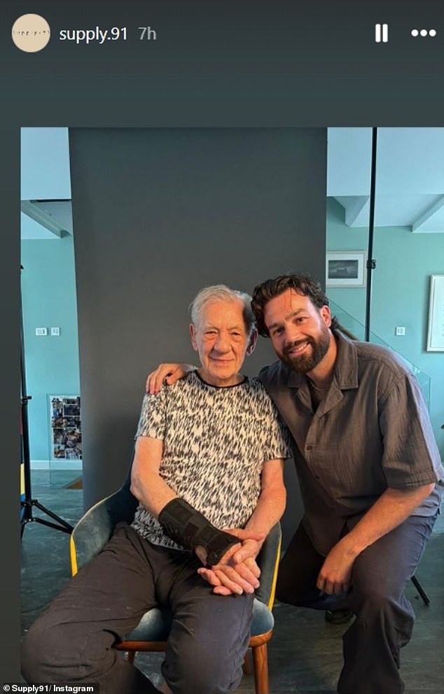 Sir Ian had his hair cut by Supply 91 salon in London and posed for a photo, still wearing a wristband as he continues to recover