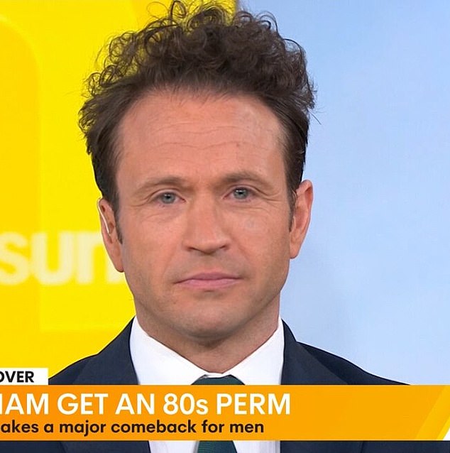 Matt Doran looked less than impressed as he underwent an 80s makeover live on Weekend Sunrise on Sunday morning