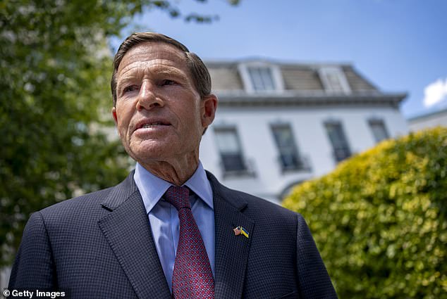 Sen. Richard Blumenthal, D-Conn., speaks after Senate Democrats met privately with President Joe Biden's senior advisers Mike Donlion, Steve Richetti and campaign manager Jen O'Malley Dillon on the Democratic Senatorial Campaign Committee on Thursday. He said some of his concerns about Biden have increased after the meeting.