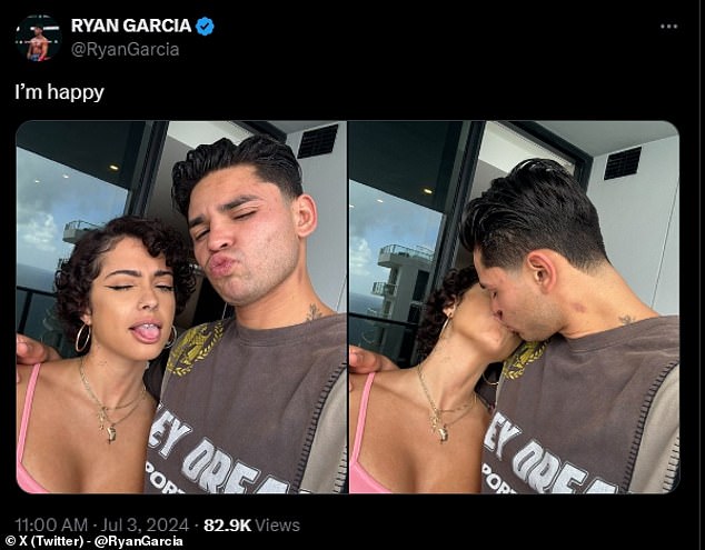 Garcia posted a photo of himself kissing a mystery woman about an hour later