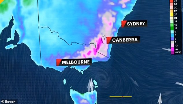 Weather systems will also see the mercury drop, with some areas experiencing temperatures as much as eight degrees below average (see image)