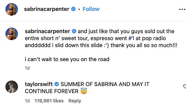 The 25-year-old Espresso singer has two songs on the Billboard Top 10, including the #1 song, and she's sold out her entire Short n' Sweet tour